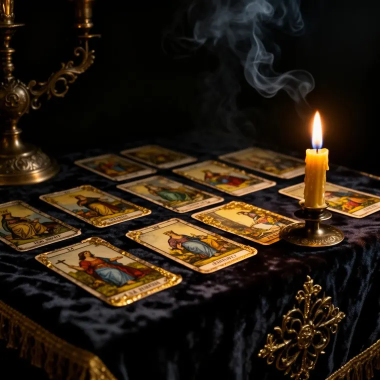 Símbolos místicos e cartas de Tarô